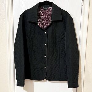 Tera Jones Black Women's Jacket Button Snap Texture Size 14